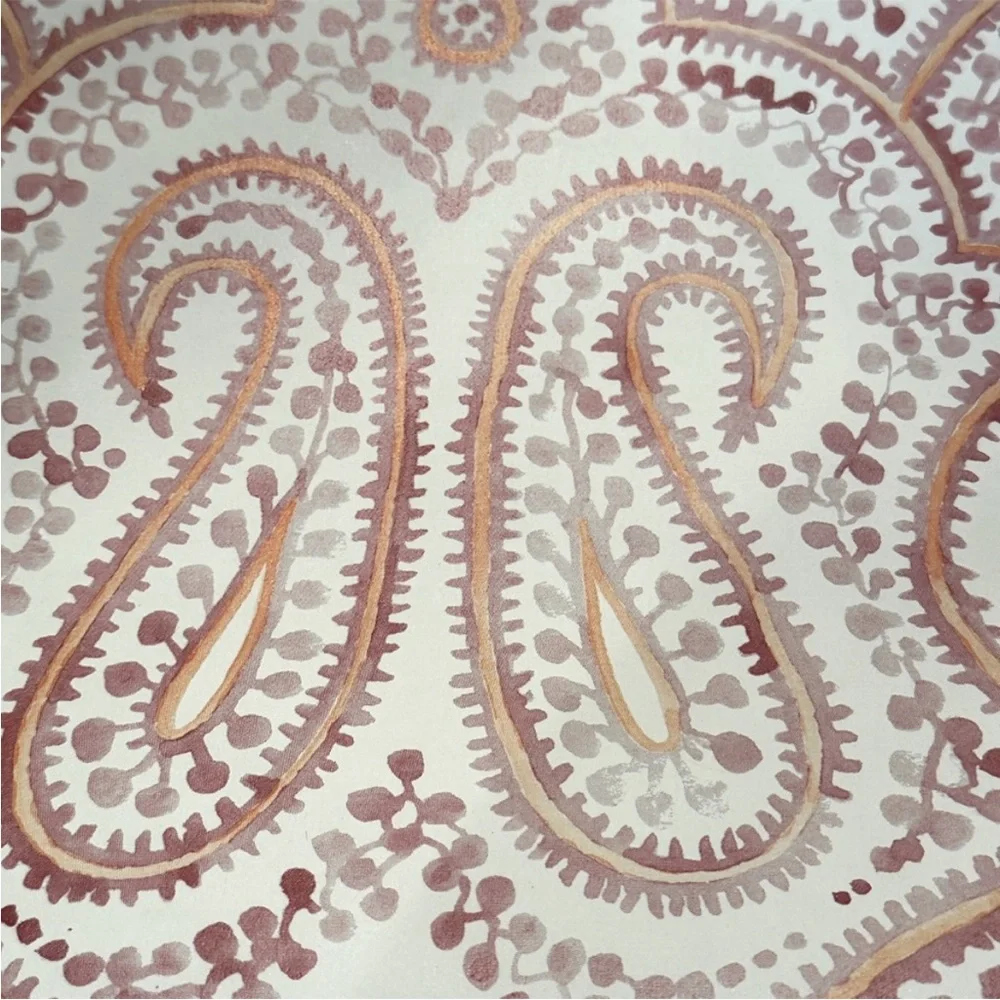 Single roll Anthropologie Lycian Wallpaper Mauve Purple White Boho Print 3 total